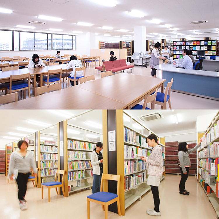 広島都市学園大学付属図書館の様子